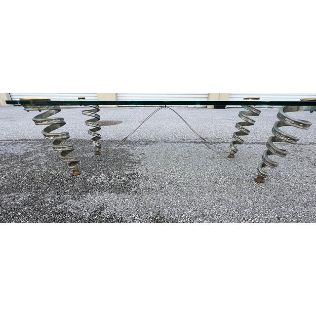 Transparent Stylish Spiral Metal Legs Coffee Table For Sale - Image 8 of 12
