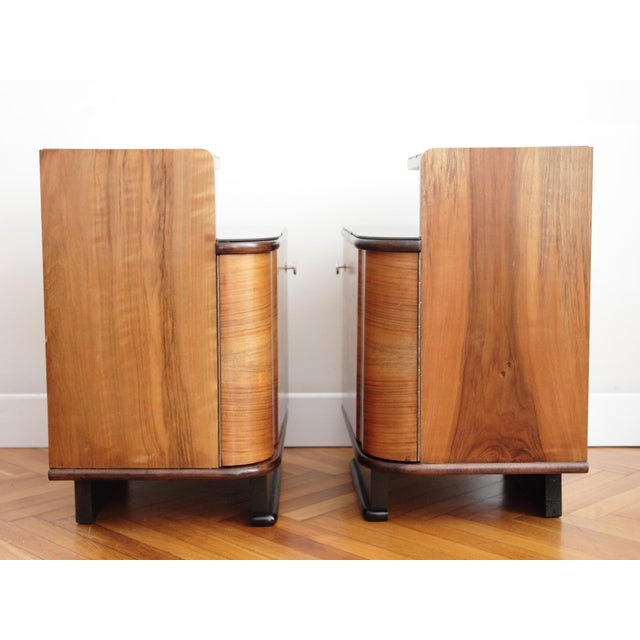 1940s Art Deco Bedside Tables by Jindrich Halabala for Up Zavody, 1940s, Set of 2 For Sale - Image 5 of 18