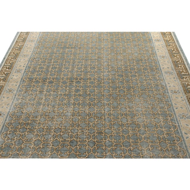 Tribal Rug & Kilim’s Oversized Border Rug in Slate Blue, 12x16 For Sale - Image 3 of 6