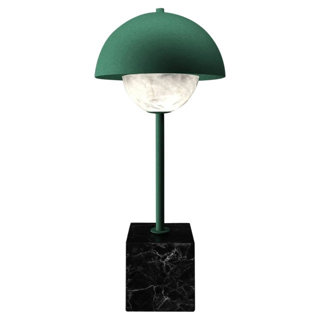 Apollo Table Lamp in Green Metal by Alabastro Italiano For Sale