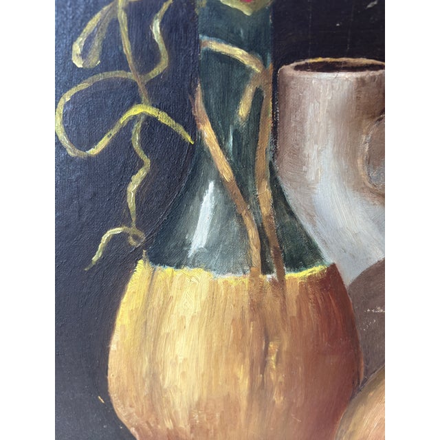 1960s Vintage Still Life Oil Painting For Sale - Image 5 of 11