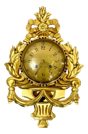 Swedish Rococo Style Gild Carved Wood Wall Clock from Westerstrand, 1960s
