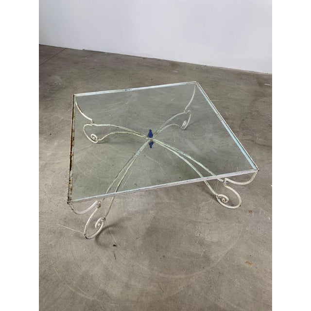 Iron Coffee Table with Square Transparent Glass Top, France, 1960s For Sale - Image 4 of 10