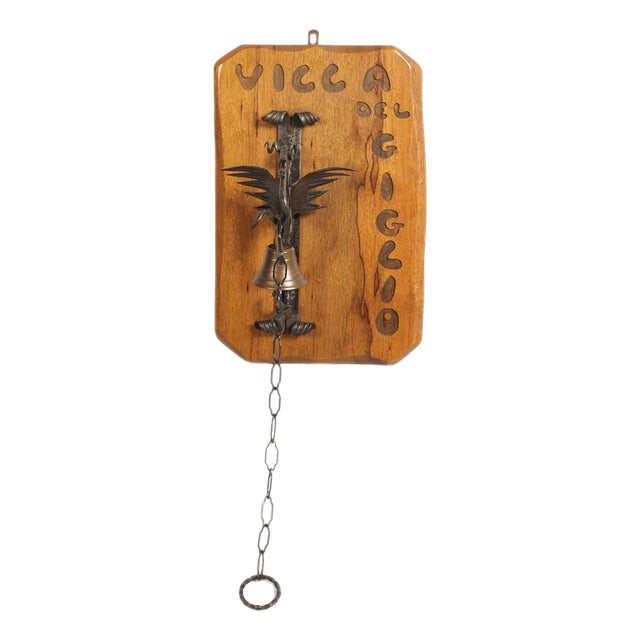 Tyrolean Manual Entrance Bell in Wrought Iron, 1950s For Sale