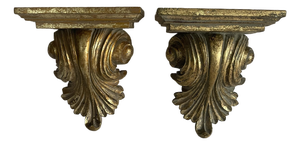 Vintage Ornate Faux Gold Giltwood Wall Sconces
