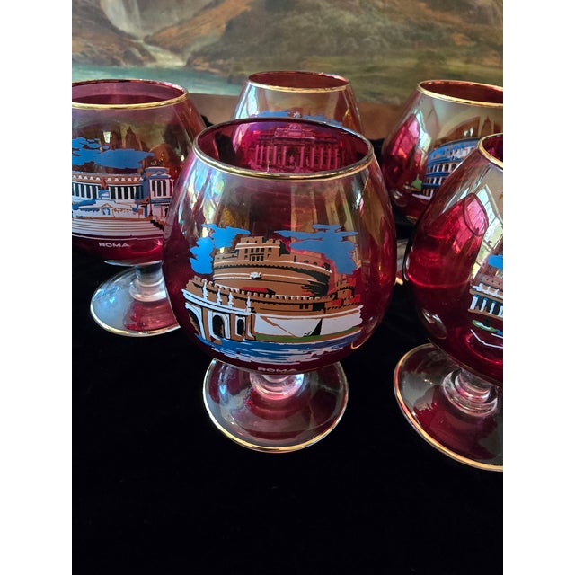 Vintage Mid Century Set 6 Murano Style Venetian Glasses For Sale In Boston - Image 6 of 12