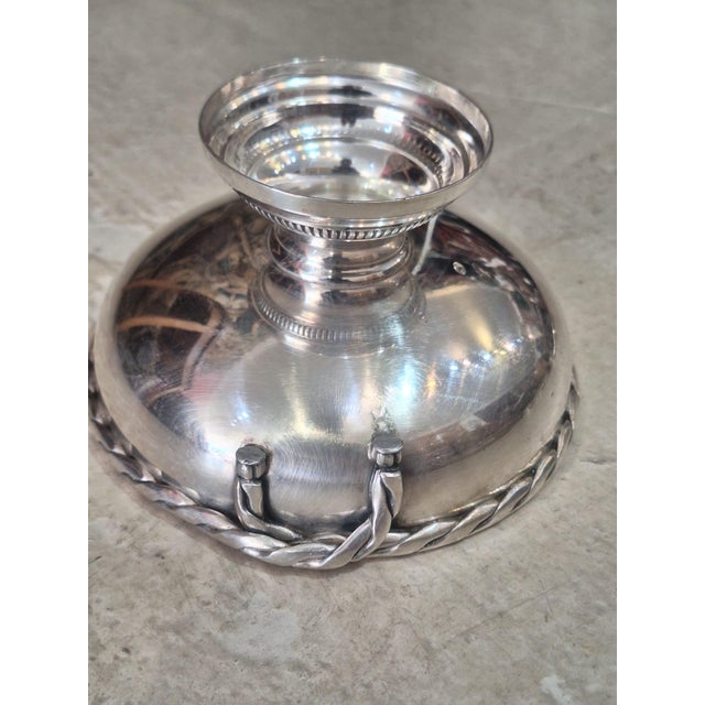 Vintage Silver-Plated Dessert Service – Set of 6 Pedestal Dessert Bowls With Serving Tray For Sale - Image 4 of 8