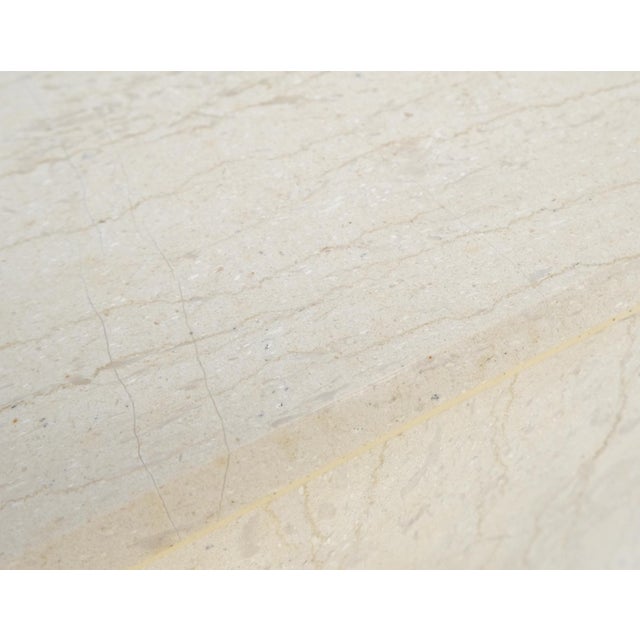Mid-Century Modern Square Beveled Tall Travertine Marble Pedestals End Tables For Sale - Image 6 of 12
