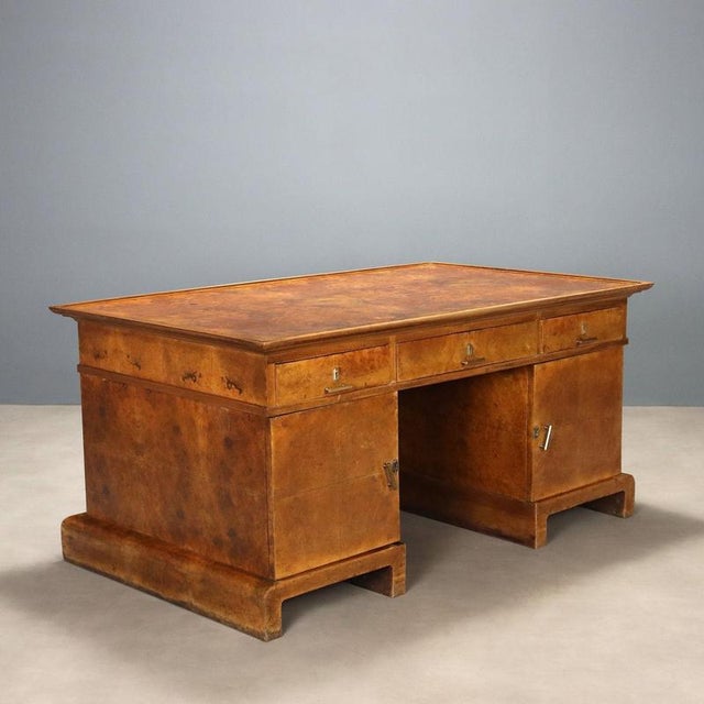 Art Deco Desk in Walnut and Walnut Burl For Sale - Image 13 of 13