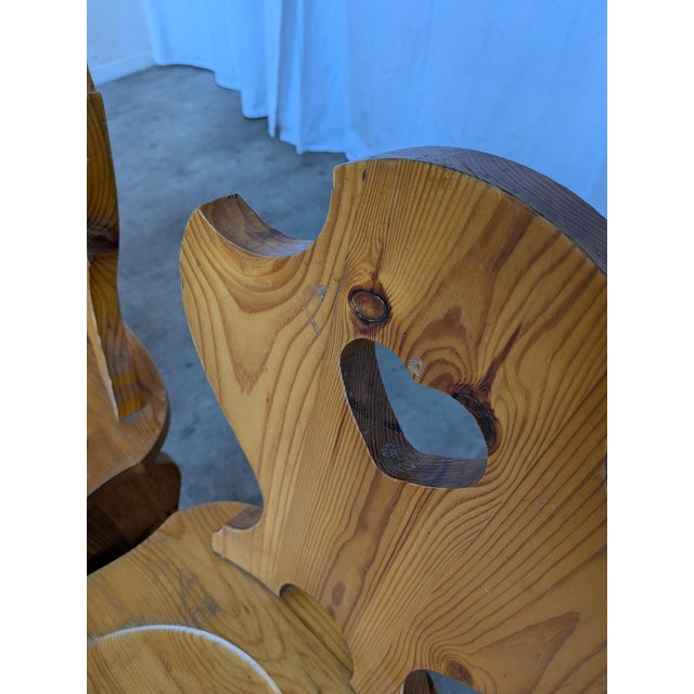 Vintage Tyrolean Wooden Heart Cut-Out Backrest Farmhouse Chair, 1970s, Set of 3 For Sale - Image 6 of 18