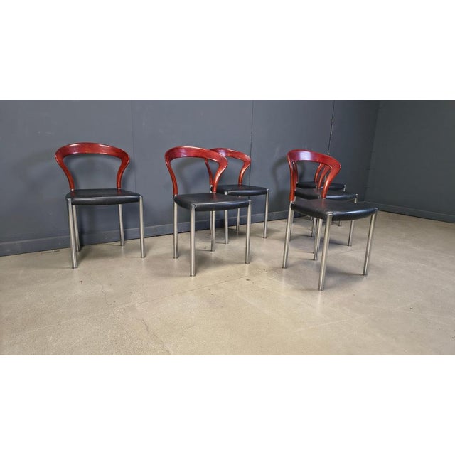 Black Vintage Lotus Chairs by Hartmut Lohmeyer for Kusch & Co., 1970s, Set of 6 For Sale - Image 8 of 14