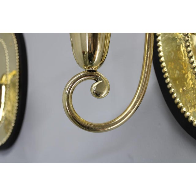 Art Nouveau Brass Wall Sconces in the style of Hoffmann, 1920s, Set of 2 For Sale - Image 10 of 16