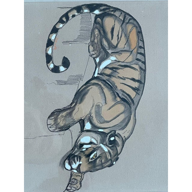 Paul Jouve, Tiger, 1920, Pencil & Paint For Sale - Image 10 of 12