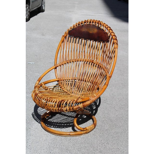 Italian Bamboo Armchair by Tito Agnoli, 1950s For Sale - Image 11 of 11