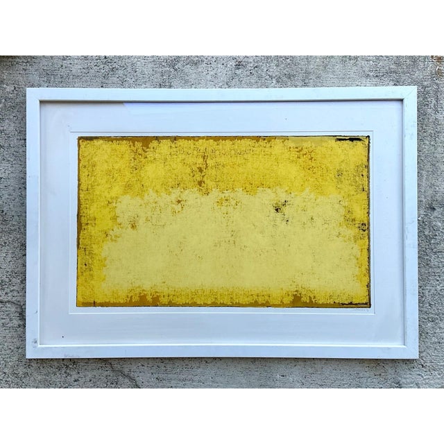 Mid-Century Modern Framed Yellow Abstract Art Print For Sale - Image 3 of 14