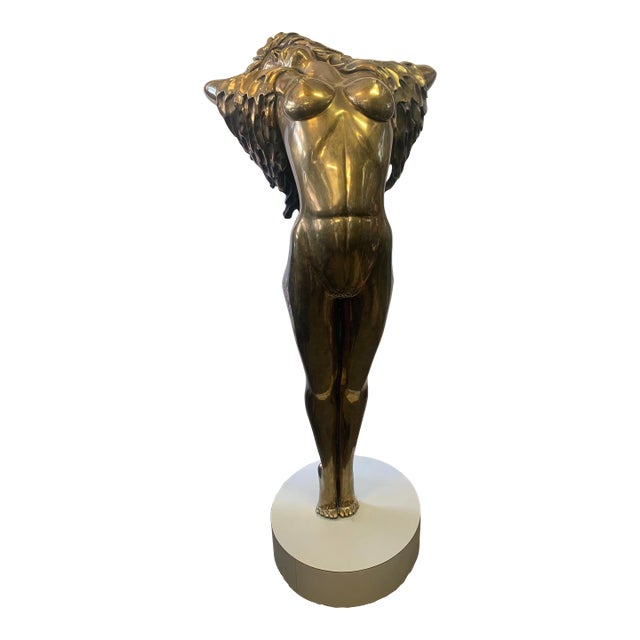1980s 'Windsong' Tom Bennett Figurative Female Signed Bronze Sculpture For Sale