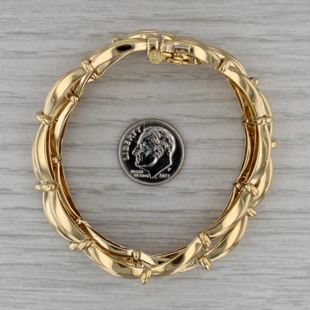 2010s Vintage Tiffany 3-Row Bracelet 18k Yellow Gold W/ Box Magazine 7" 18mm For Sale - Image 5 of 8