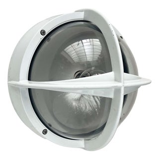 Mid-Century Modern Danish Pirat White Metal Outdoor Wall Lamp by Eva and Nils Koppel, Gert Edstrand for Nordisk Solar, 1960s For Sale