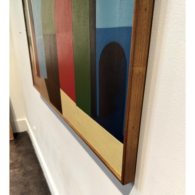 Mid-Century Modern Colorful Mid Century Modern Color Block Cathedral Painting by Jacques Lamy For Sale - Image 3 of 9