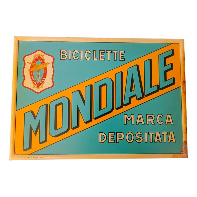 Vintage World Bicycles Tin Advertising Sign, 1940s For Sale