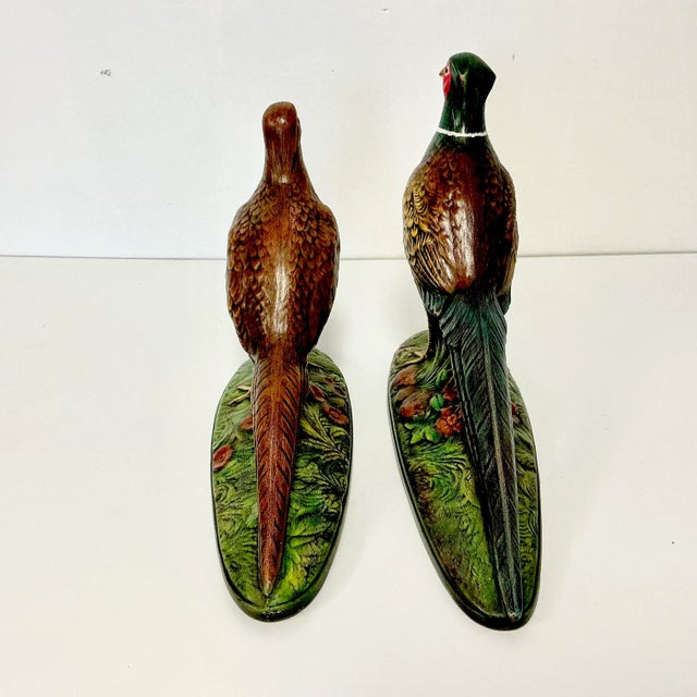 1973 Boho Chic Americana Folk Art Ceramic Pheasants - A Pair, Thanksgiving For Sale - Image 15 of 16