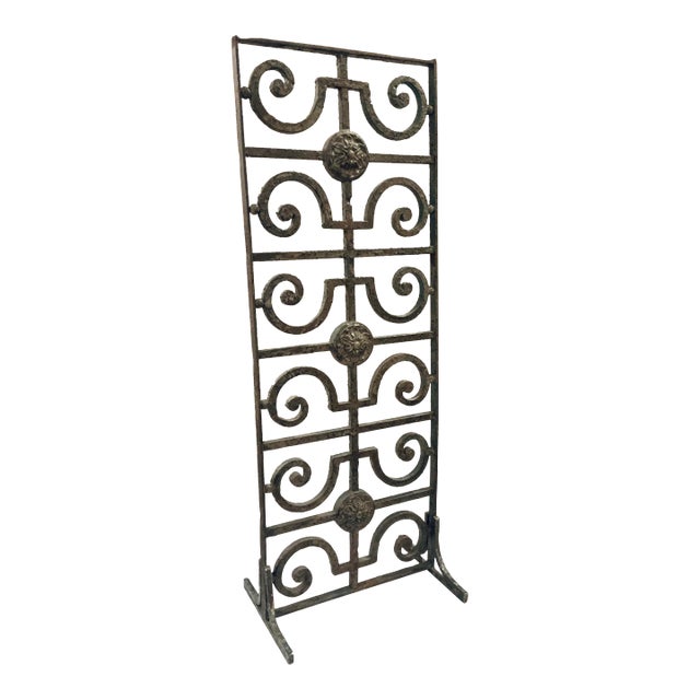 Antique Patinated Iron European Building Fragment Screen For Sale