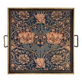 William Morris Strawberry Honeysuckle Decorative Tray With Brass Handles, 17-1/2" X 17-1/2" For Sale