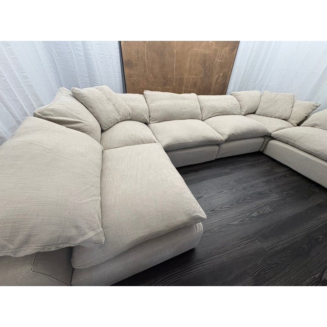 2010s Rh Cloud Modular Sectional 6-Piece Configuration | Perennials® Performance Textured Linen Weave | Warm Neutral For Sale - Image 5 of 18