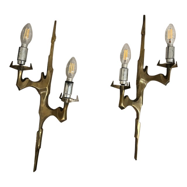 Pair of Bronze Sconces by Maison Arlus, France, 1960s For Sale