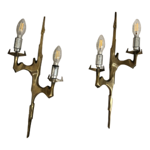 Pair of Bronze Sconces by Maison Arlus, France, 1960s