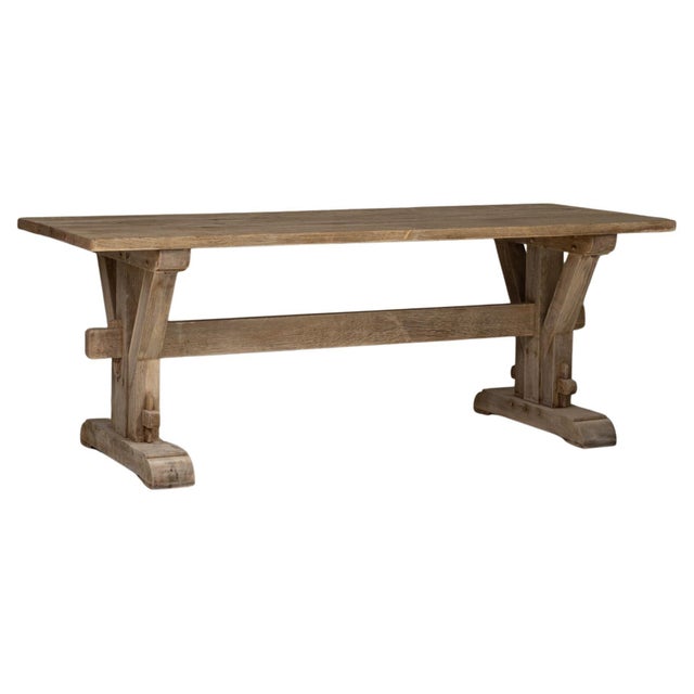 1970s French Oak Trestle Dining Table For Sale - Image 15 of 18