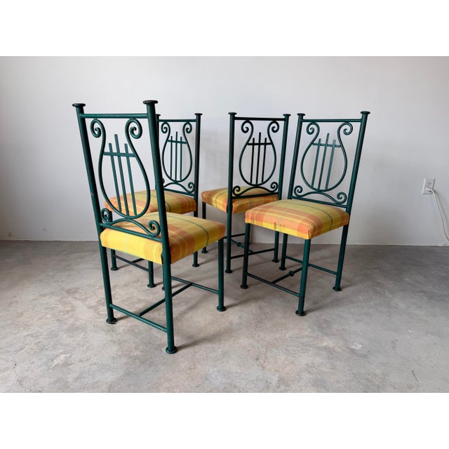 1980’s Vintage Hand Forged Metal Indoor / Outdoor Dining Chairs – Set of 4 For Sale - Image 12 of 12
