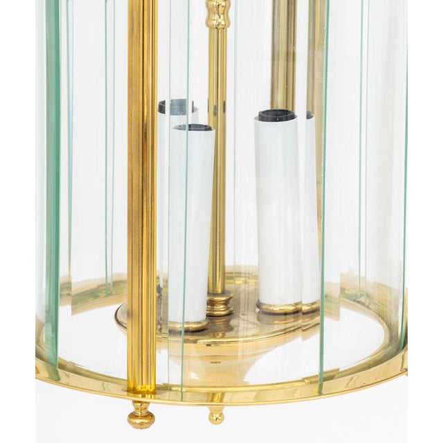 Modern Brass and Glass Lantern Pendant Lamp For Sale - Image 4 of 6