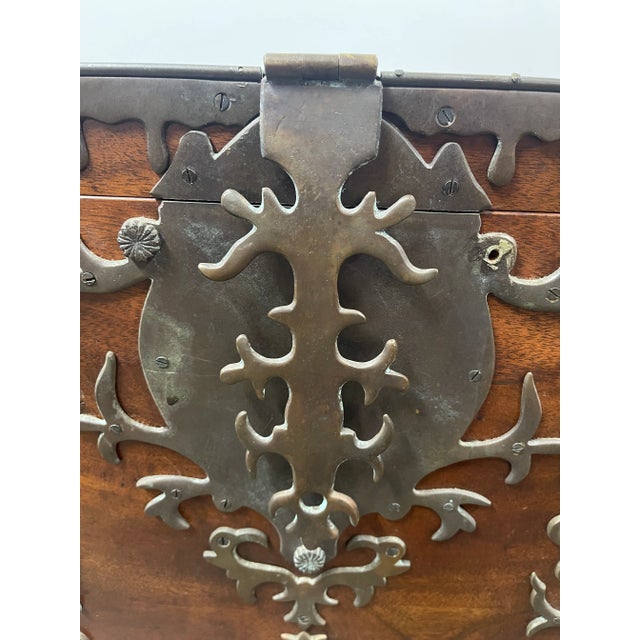 Late 20th Century Vintage Tudor Style Wood and Iron Trunk on Stand For Sale - Image 11 of 12