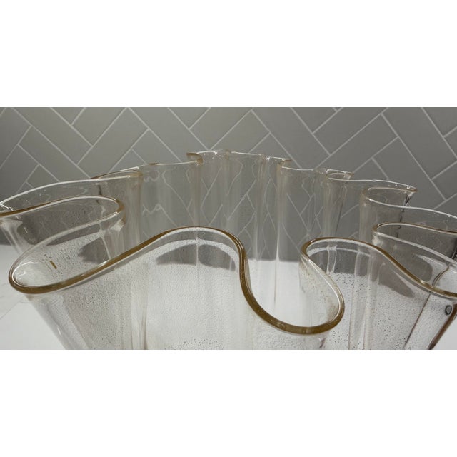 Global Views Handkerchief Hand-Blown Italian Art Glass Vase / Bowl – Large - Gold Leaf For Sale - Image 11 of 12