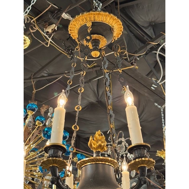 19th Century French Empire Bronze Chandelier For Sale - Image 5 of 8