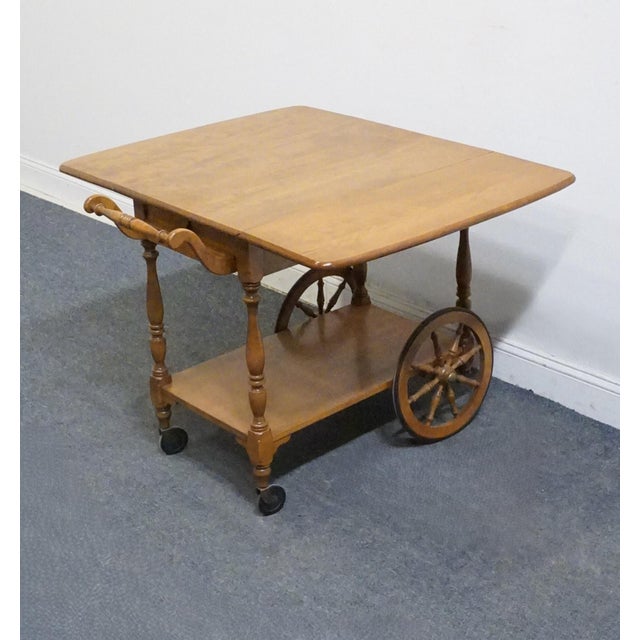 Ethan Allen Heirloom Nutmeg Maple Colonial Early American 41" Accent Drop Leaf Server / Tea Cart 10-6085 For Sale - Image 15 of 15