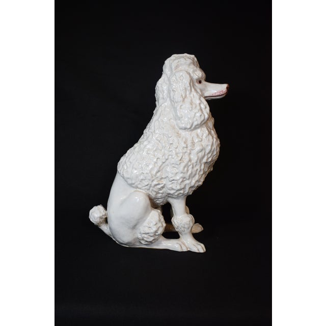 Vintage Regency White Glazed Ceramic Sitting Poodle, Italy 1960's For Sale - Image 4 of 17