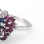 Gemstone Butterfly Ring Vintage Diamond Ruby Sapphire 14 Karat White Gold Estate size 6 For Sale - Image 4 of 4
