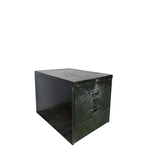 Vintage Industrial Military Filing Cabinet in Green Steel For Sale - Image 5 of 9
