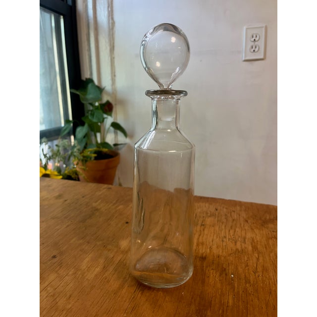 Antique Hand Blown Glass Decanter With Agave Leaf and Beautiful Globe Top For Sale - Image 10 of 14