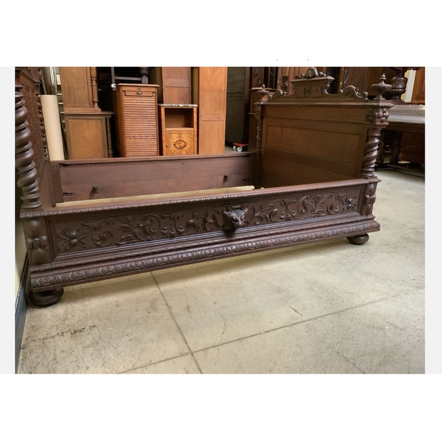 Late 19th Century Antique Bed in Solid Oak, 1880 For Sale - Image 5 of 10