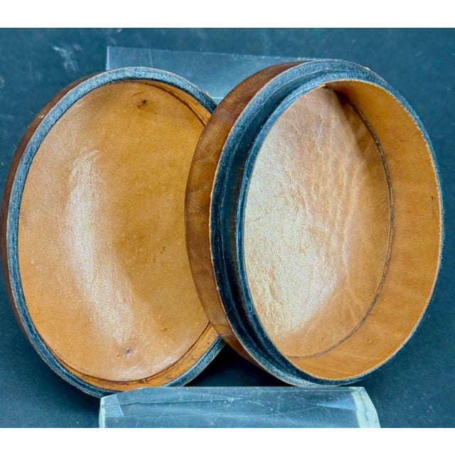 1970s Small Oval Italian Hand Tooled Leather Box by Paul Stuart For Sale - Image 12 of 12