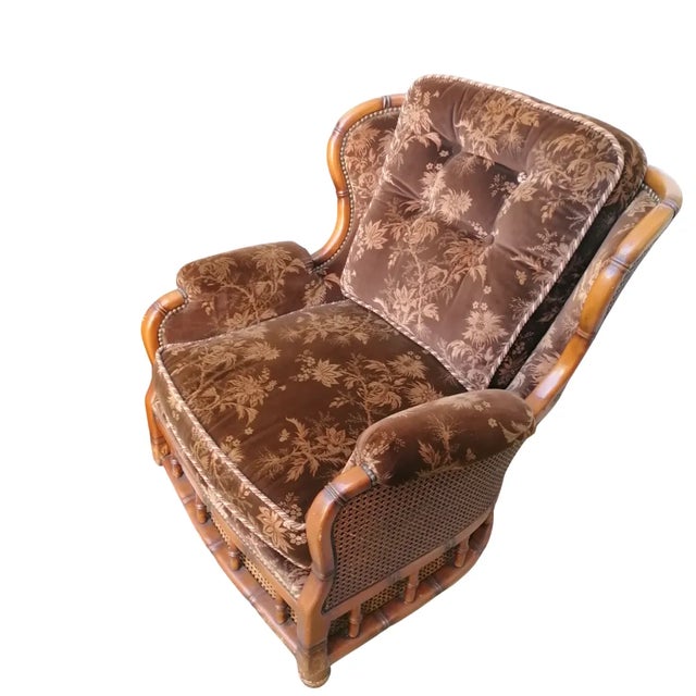 Armchairs in Velvet and Vienna Straw, 1970s, Set of 2 For Sale - Image 4 of 13