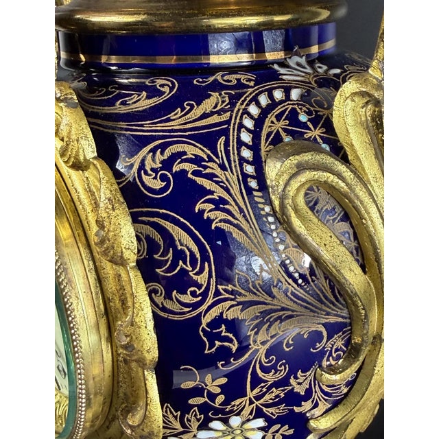 Antique French Cobalt Blue Porcelain Vase Clock with Gilt Bronze Mounts, 1890s For Sale - Image 6 of 18