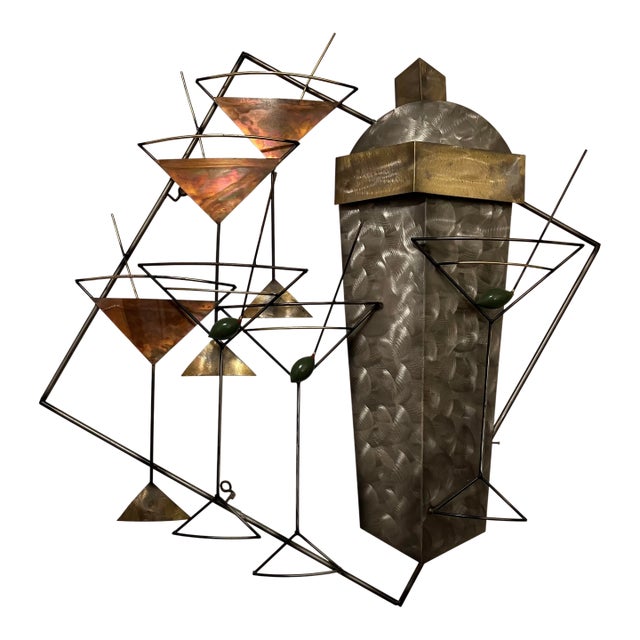 “Manhattans and Martinis" - 30” Wall Sculpture Attributed to Jere Studios - Excellent Condition For Sale