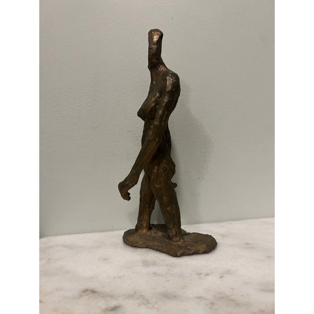 Midcentury Artist Unknown, Solid Bronze Female Figure, Abstract Realism Initialed, KAB