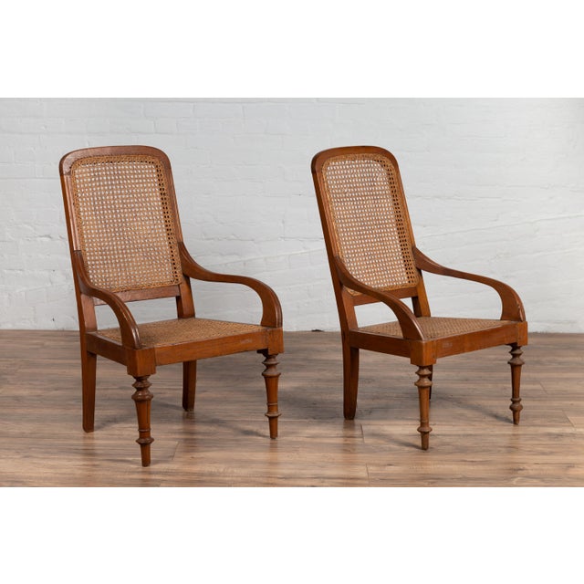 Dutch Colonial Javanese Armchairs with Woven Rattan Seats ...