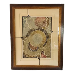 Vintage Large Abstract Exquisitely Framed and Matted Watercolor by Kukjin Han
