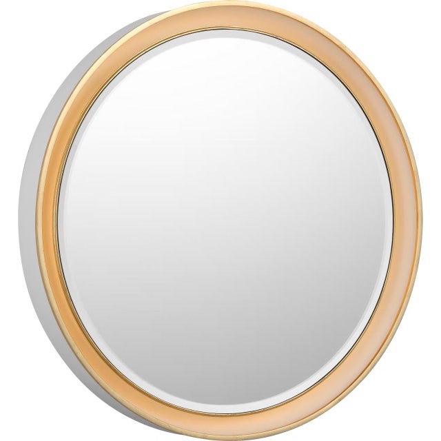 Transitional Thomas O'Brien for Visual Comfort Signature Tricia 24" Illuminated Round Mirror in Matte White and Gild For Sale - Image 3 of 12
